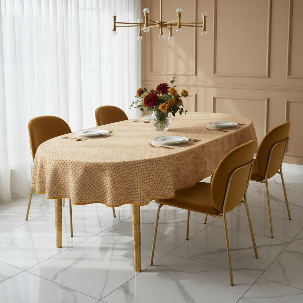 Éventail Infini ovale jaune – Nappe anti-taches dès 12 €