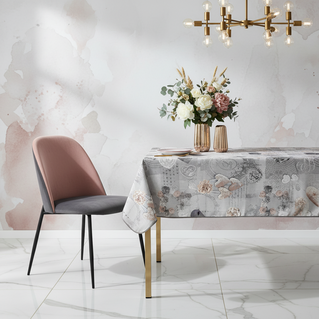 Galant Cœurs Gris – Nappe anti-tache dès 12 €