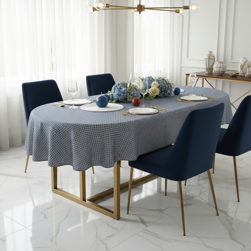 Éventail Infini ovale bleu – Nappe anti-taches 12 €