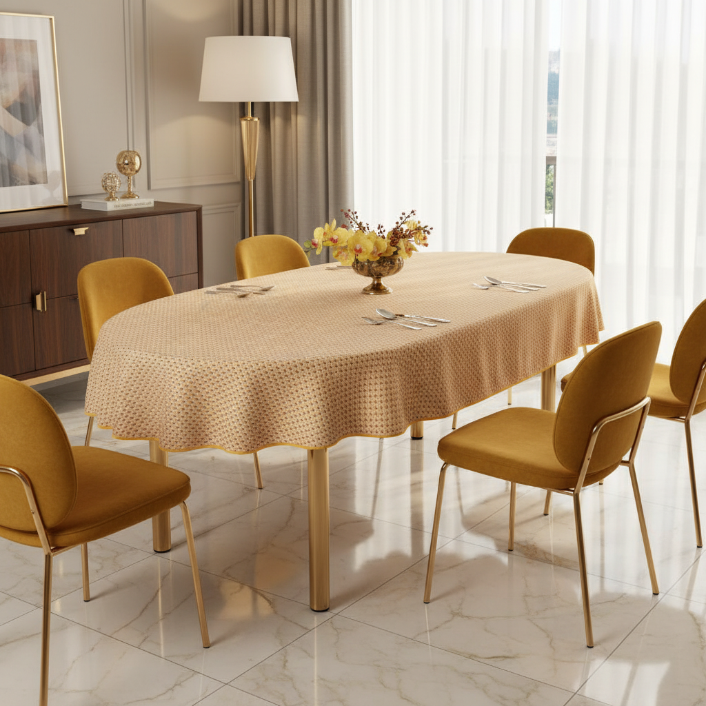 Éventail Infini ovale jaune – Nappe anti-taches dès 12 €